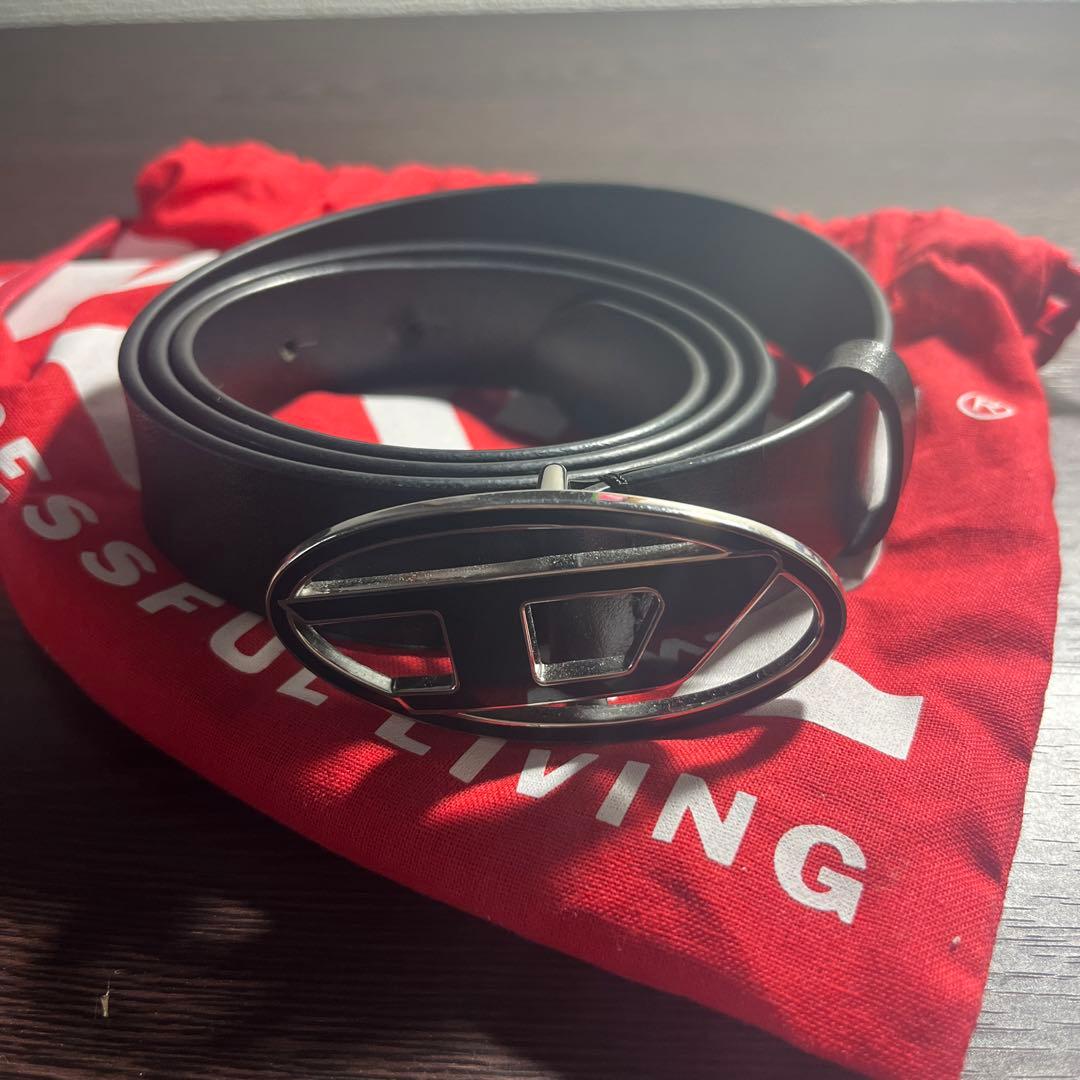 DIESEL ブラック レザー ベルト I-DIE 25 L48