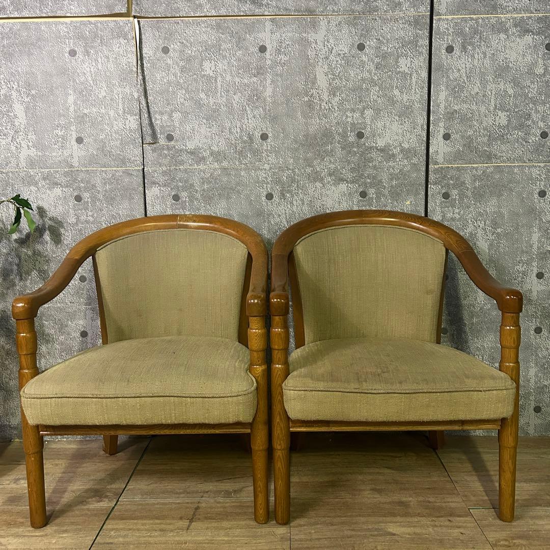 ꧁大川家具꧂アームチェア2脚 リビング ラウンジ ファブリック いす イス 椅子