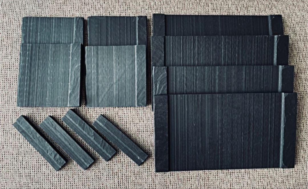 【未使用】まとめ売り＊リビングモチーフ＊天然黒石角皿・箸置き・コースター４セット