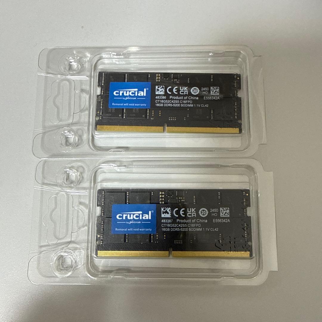 Crucial DDR5 16GB×2 SO-DIMM 5200MT/s