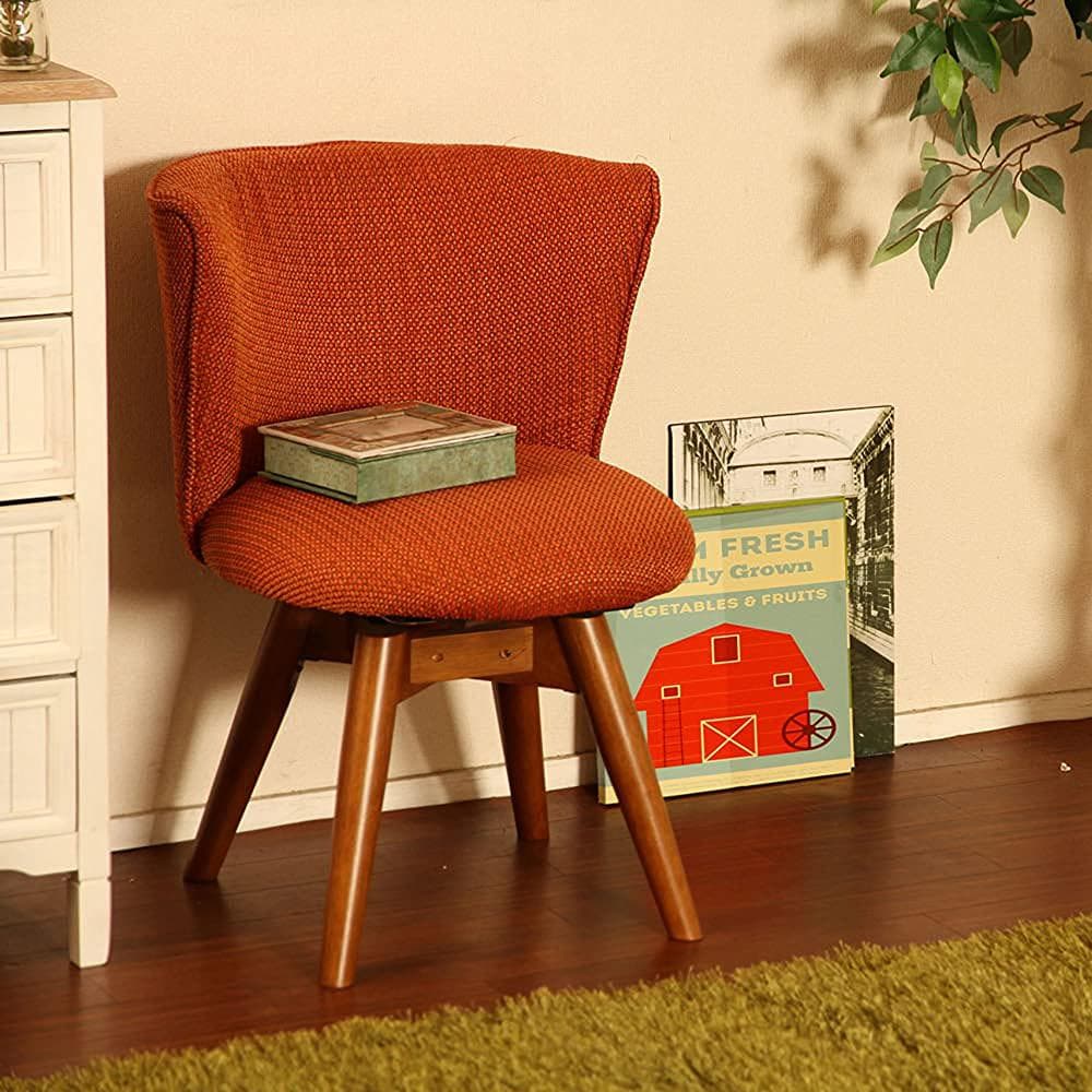 360度回転式チェア コンパクトサイズ 座面高40cm オレンジ