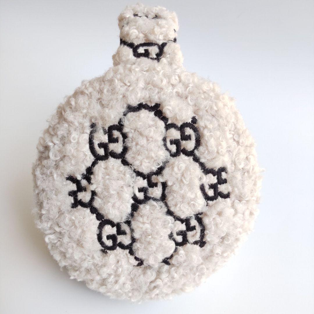 美品 グッチ GGロゴ刺繍 ボア×レザー イヤーマフ 耳当て 希少