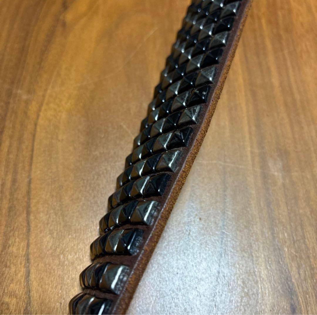 希少HTCスタッズベルト5連ピラミッド　ブラック×シルバー　vintage