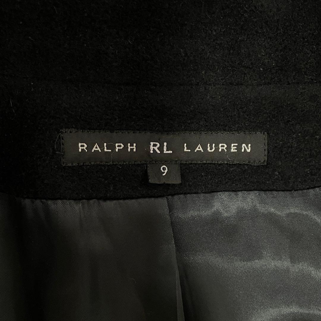 ラルフローレン ロングコート ガウン ベルト Aライン 女優襟 アンゴラ