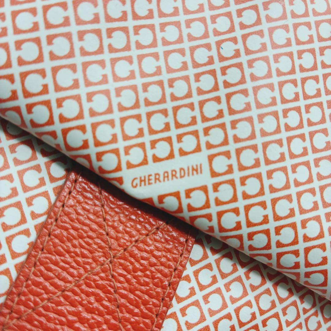 美品✨GHERARDINI ゲラルディーニ トート ソフティ 総柄 オレンジ×白