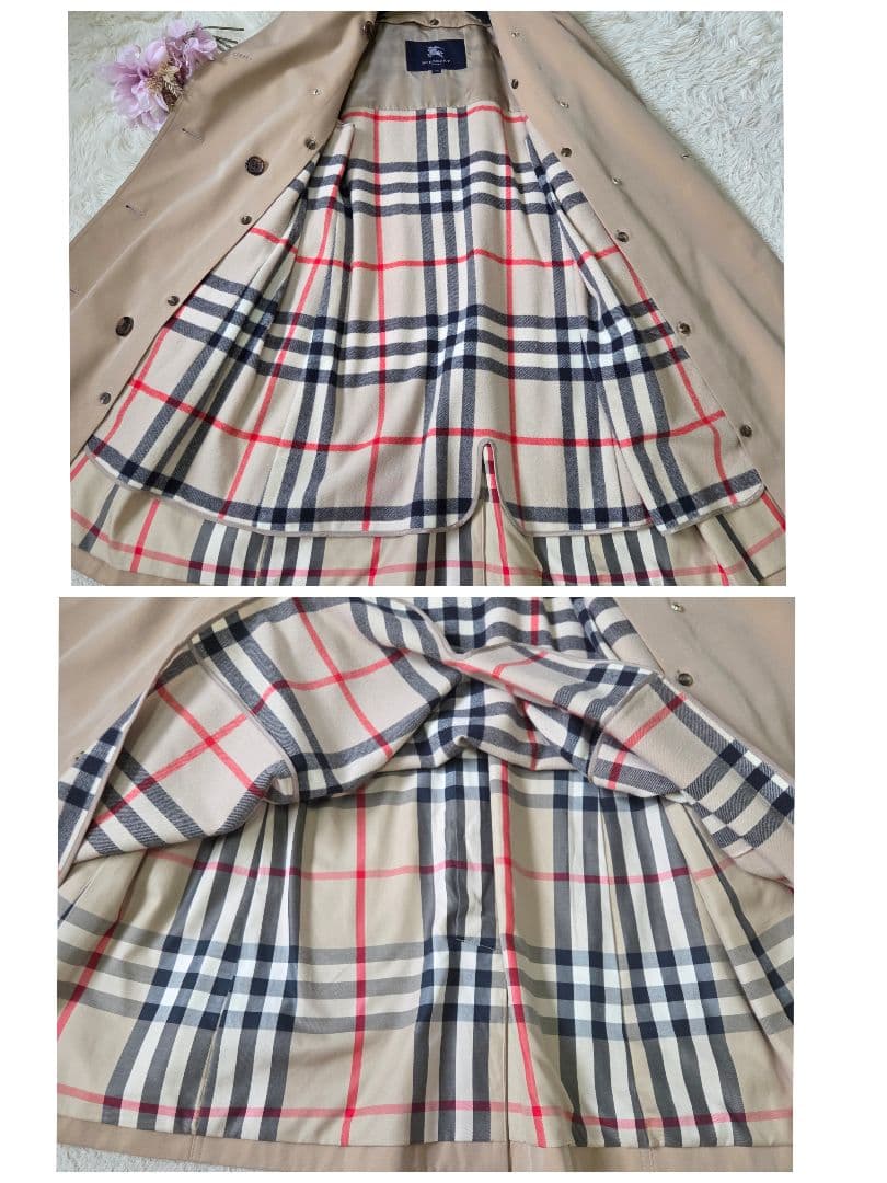 美品 バーバリー ハニーベージュ トレンチコート ライナー ノバチェック 40L