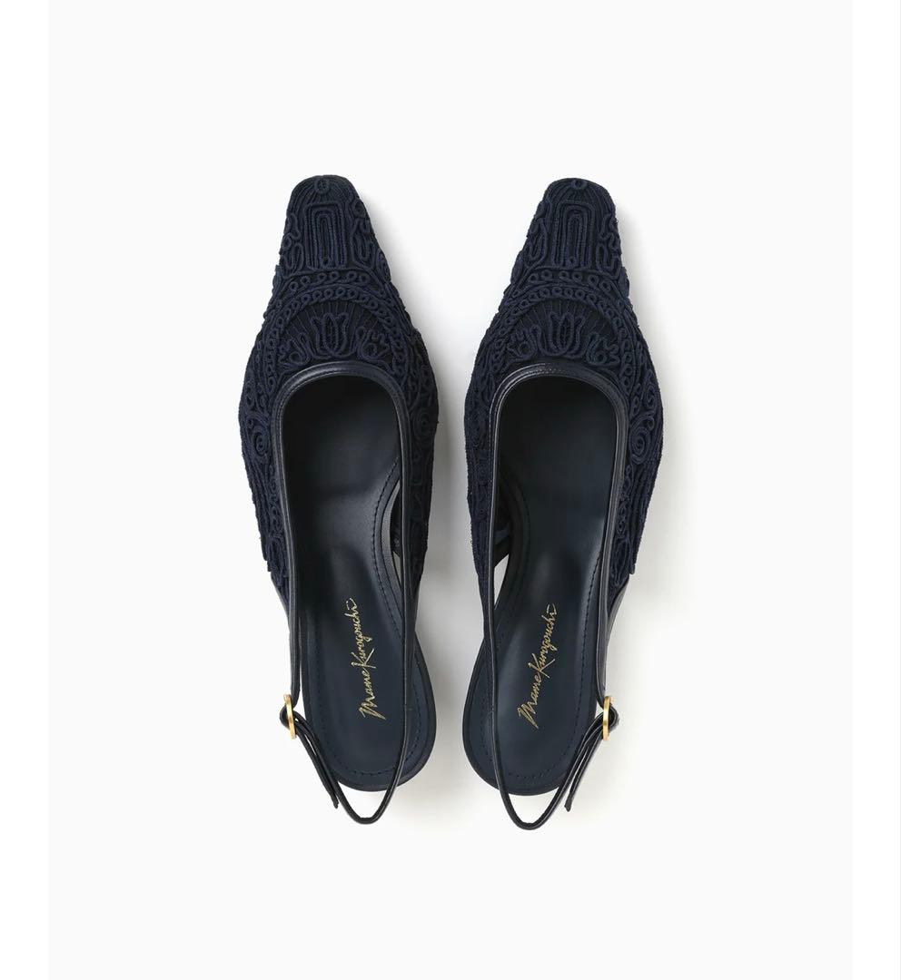 最終価格【新品未使用品】コード刺繍パンプス ネイビー