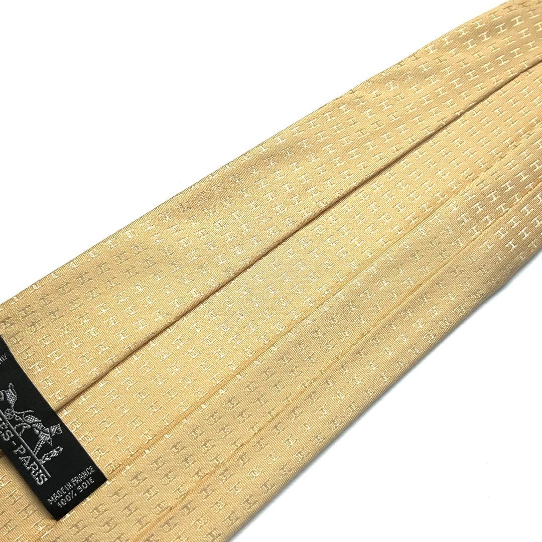 【未使用に近い✨】エルメス ネクタイ ベージュ ファソネH H柄 高級シルク