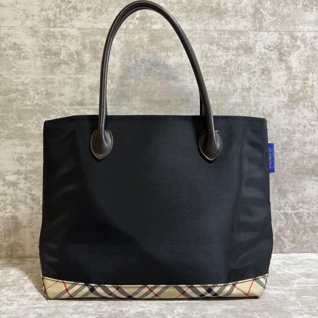I190 美品✨バーバリーブルーレーベル　トートバッグ　ノバチェック　ブラック