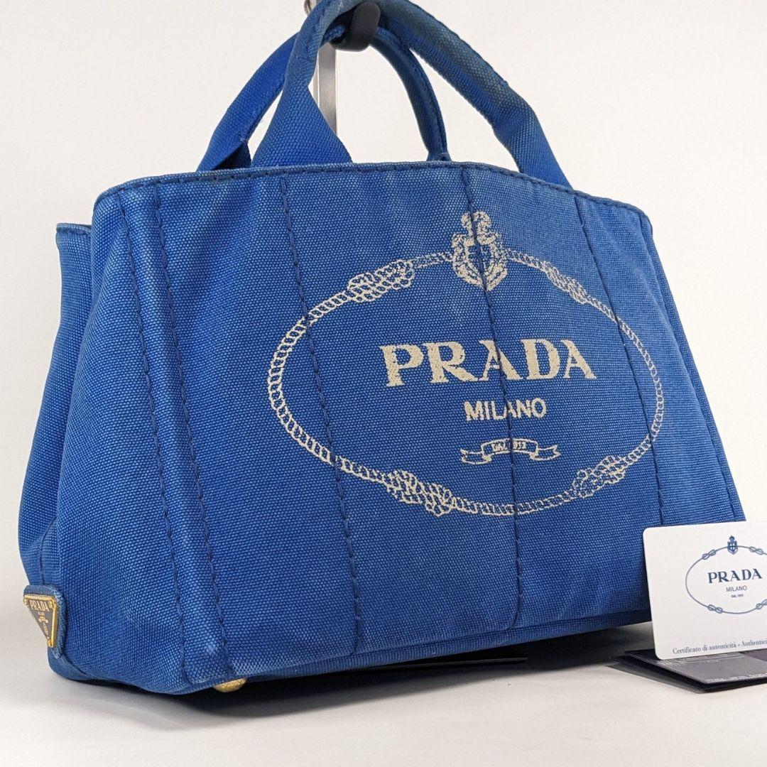 プラダ　カナパ　ハンドバッグ　トートバッグ　ジャガード　ロゴ　キャンバス