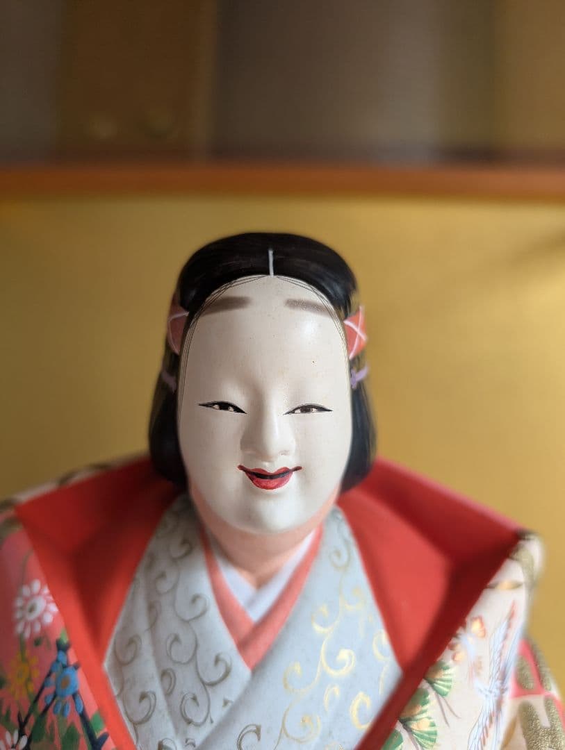 美品 【伝統工芸士 白石一敏作】博多人形『熊野 舞』 ガラスケース付き