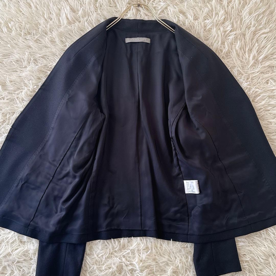 近年 セオリーリュクス✨ノーカラー パンツスーツ セットアップ 濃紺 40 38