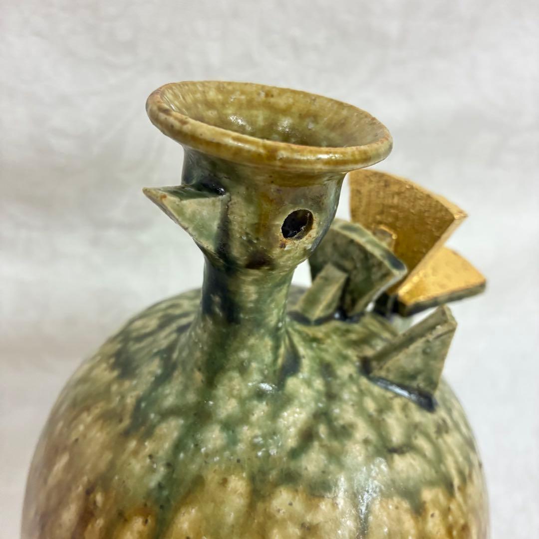 作家物 永見鴻人作 鳥 花挿 花瓶 一輪挿し 飾り壺 ヴィンテージ 桐箱入り