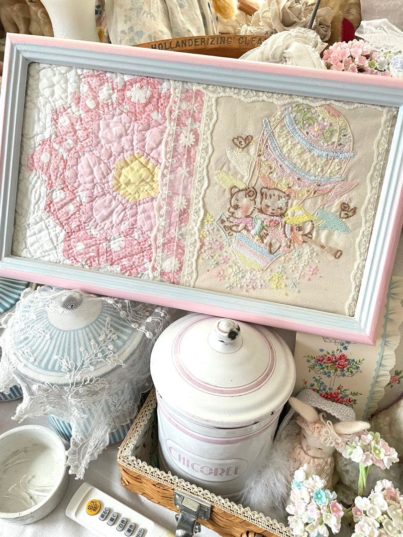 アンティークキルト＆アニマル刺繍フレームハンドメイド·͜· ♡