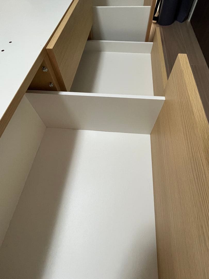 NITORI ニトリ ダブルベッドフレーム 引き出し付き ナチュラルウッド