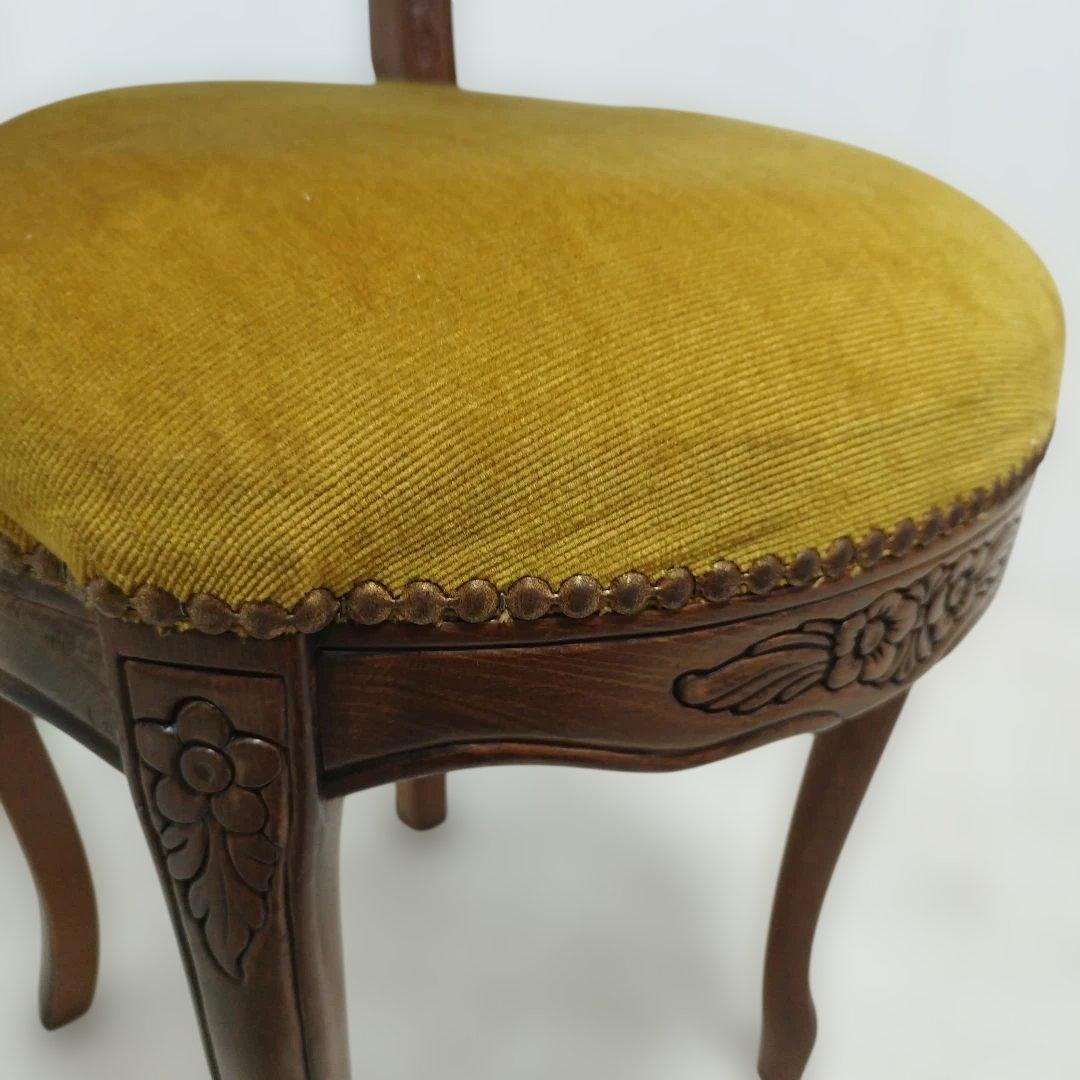 【引き取り歓迎】アンティーク調 ダイニングチェア 椅子 マスタード 猫足