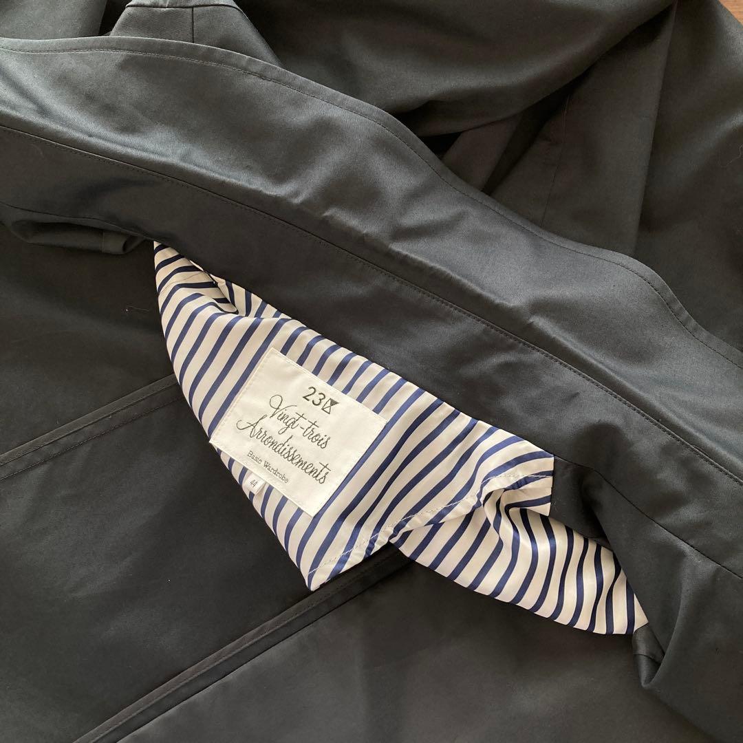 【極美品】23区 定番ネイビー トレンチコート 大きいサイズ 44 ベルト