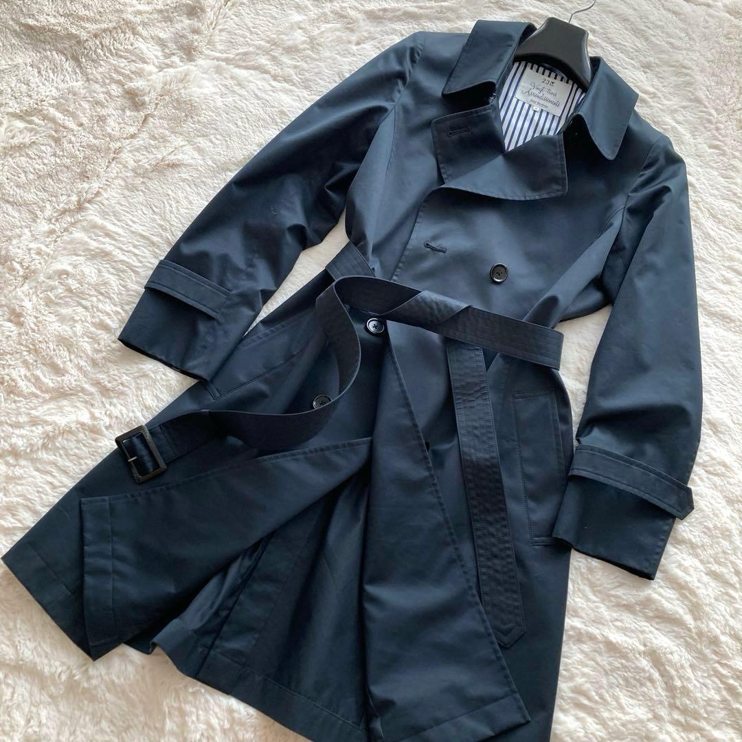 【極美品】23区 定番ネイビー トレンチコート 大きいサイズ 44 ベルト