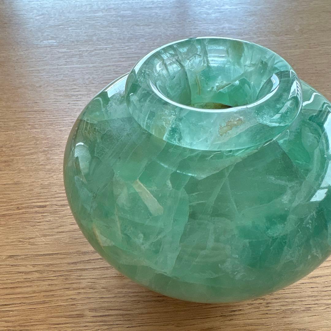 フローライト 蛍石 原石 花瓶　グリーン