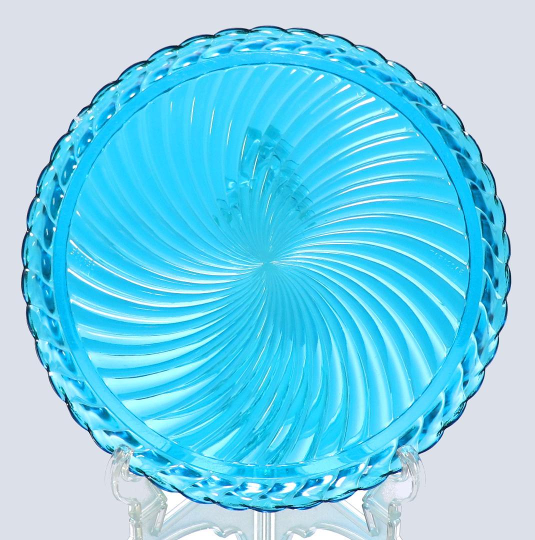 オールド・バカラ レアカラー 金彩ブルークリスタル製大型トレー29cm1.4kg