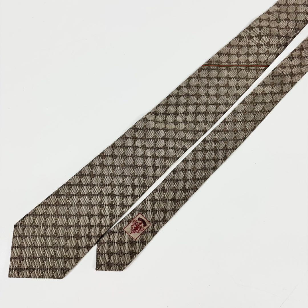 美品 グッチ ネクタイ ハイブランド GG柄 インターロッキング シェリーライン