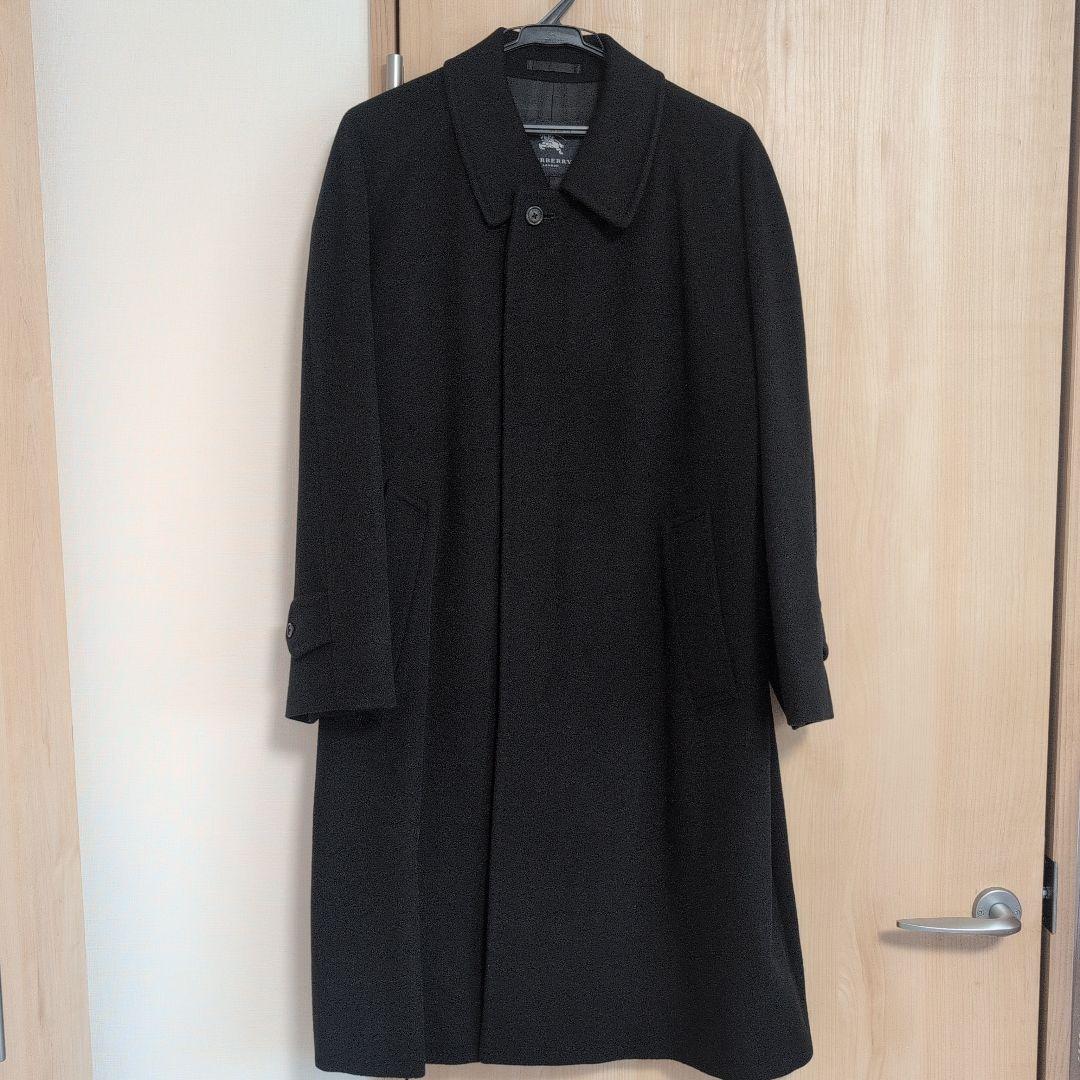 ＊美品＊BURBERRY LONDON黒コート カシミヤ．アンゴラ混　カバー付き