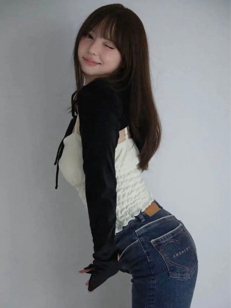 パンツ andmary Heart stitch denim