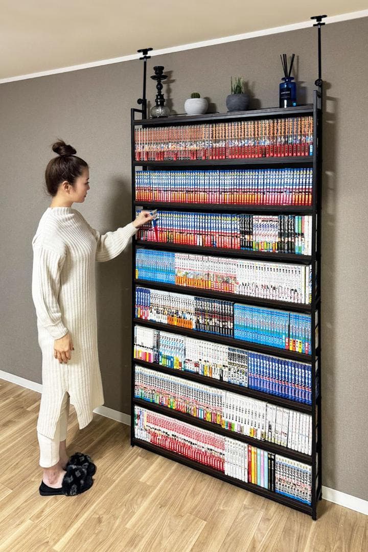 2942 8tail 本棚 突っ張り ラック 幅101cm ブラック×ブラウン