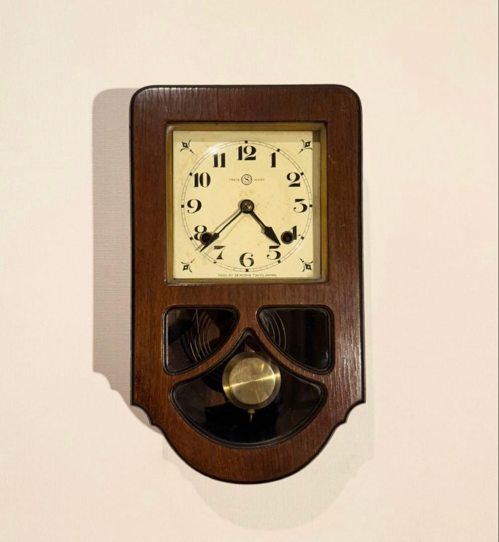 柱時計　完動品　美品　精工舎　スリゲル29號　昭和レトロ　ゼンマイ　ユンハンス