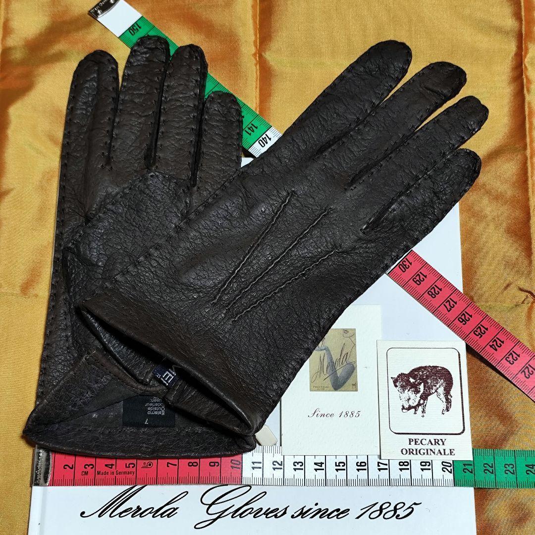 専用値下げメローラ ペッカリー焦茶ライニングなし グローブ 革手袋 MEROLA