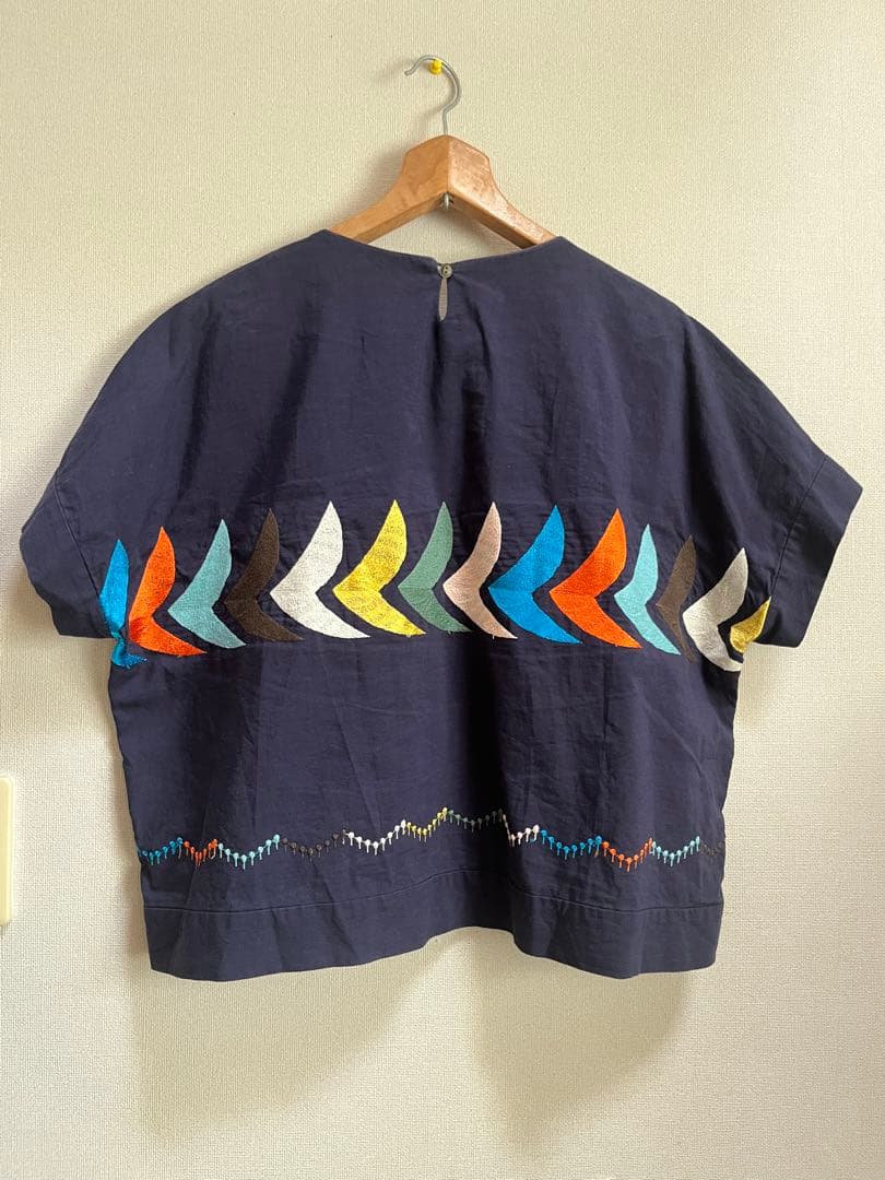 ミナペルホネン bird ブラウス　ランドリー　ネイビー