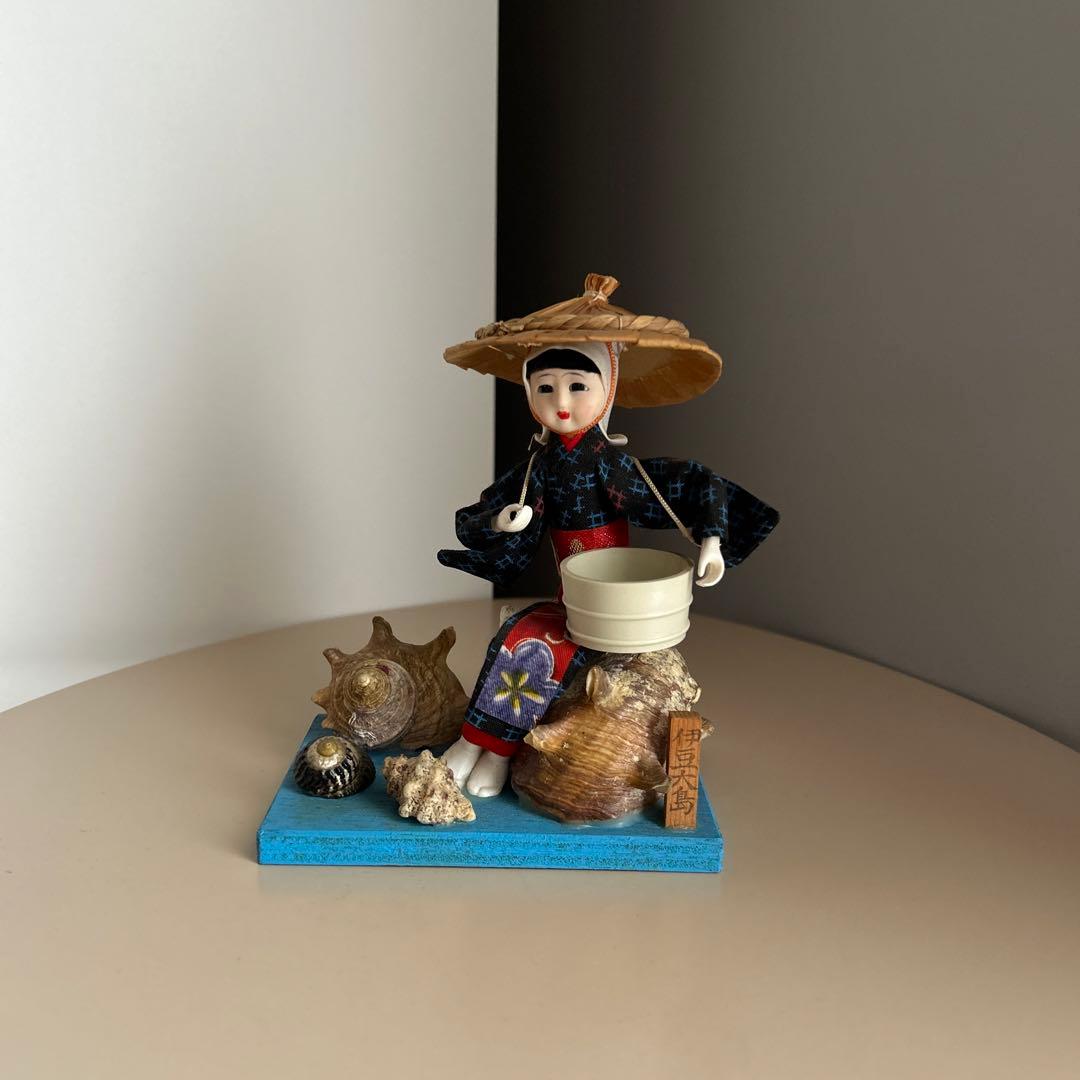 海女 こけし 人形 置物 伊豆大島 貝 貝殻 レトロ 昭和 アンティーク 希少