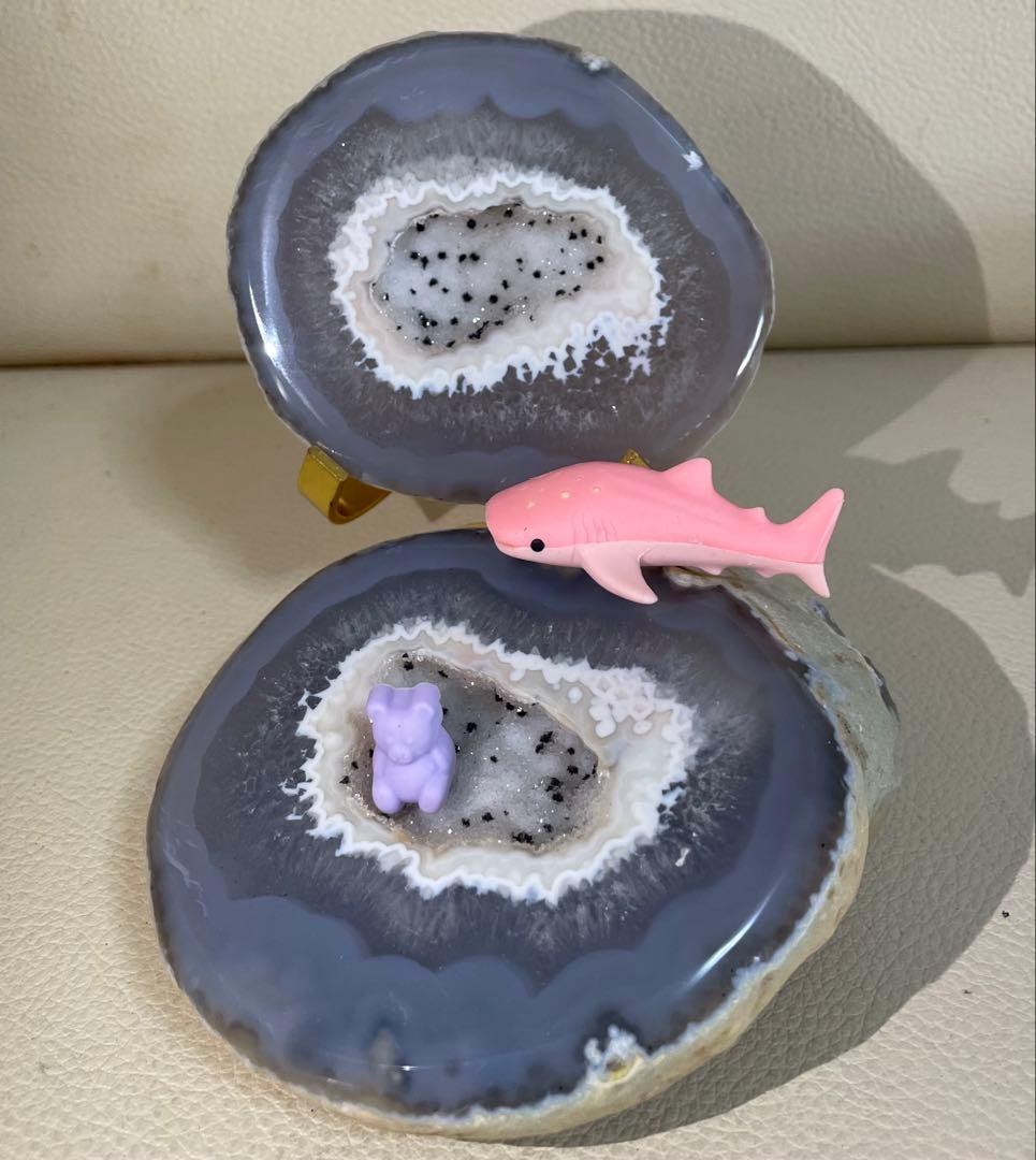 トレジャー瑪瑙 ドゥルージーアゲート 聚宝盆 雪模様 トルマリン共生 シュガー