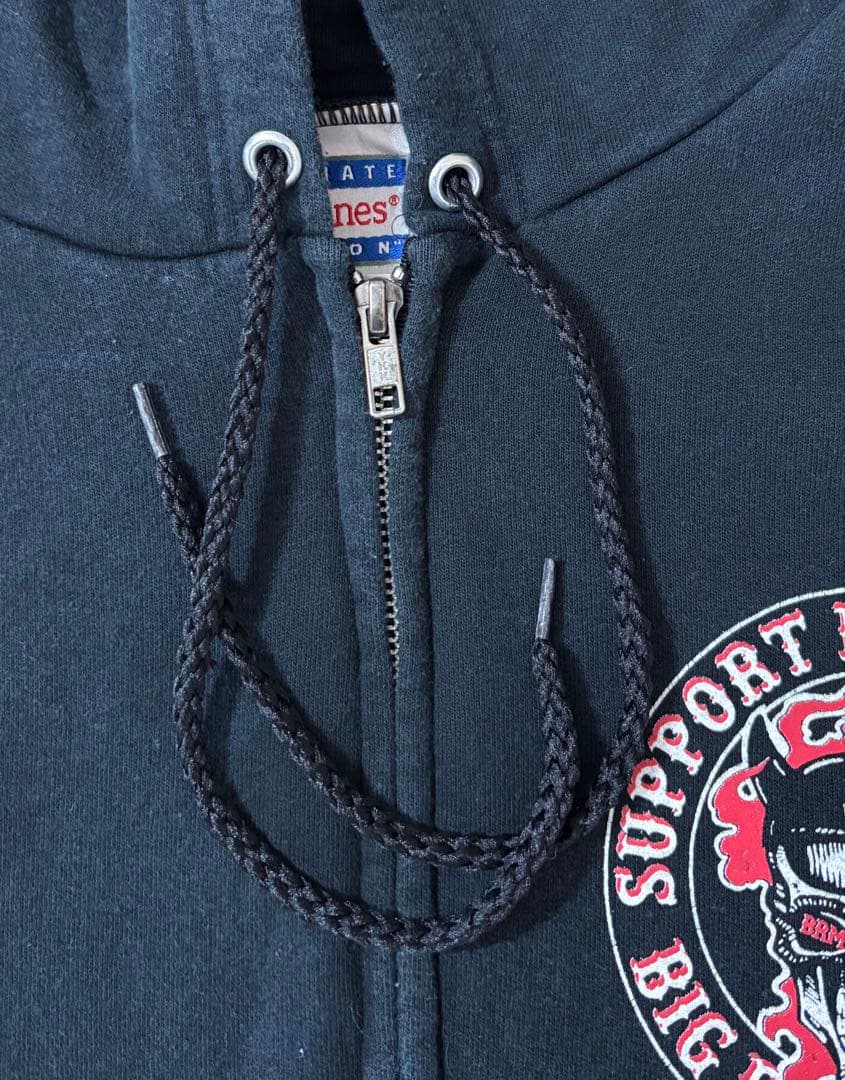 Hanes ヘルズエンジェルス　バックプリント　裏起毛　ジップアップパーカー