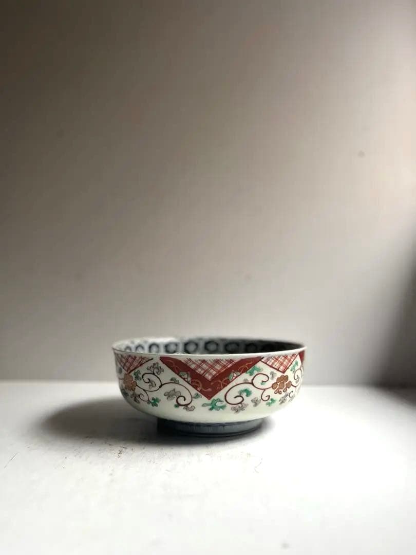 518 骨董 アンティーク 古伊万里 染付 豪華 色絵金彩花鳥図7寸鉢 幕末