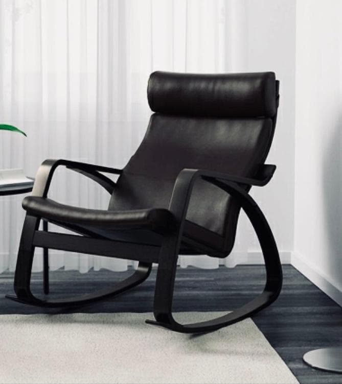 【本革 黒】POÄNG ポエング ロッキングチェア　ブラック本革　黒