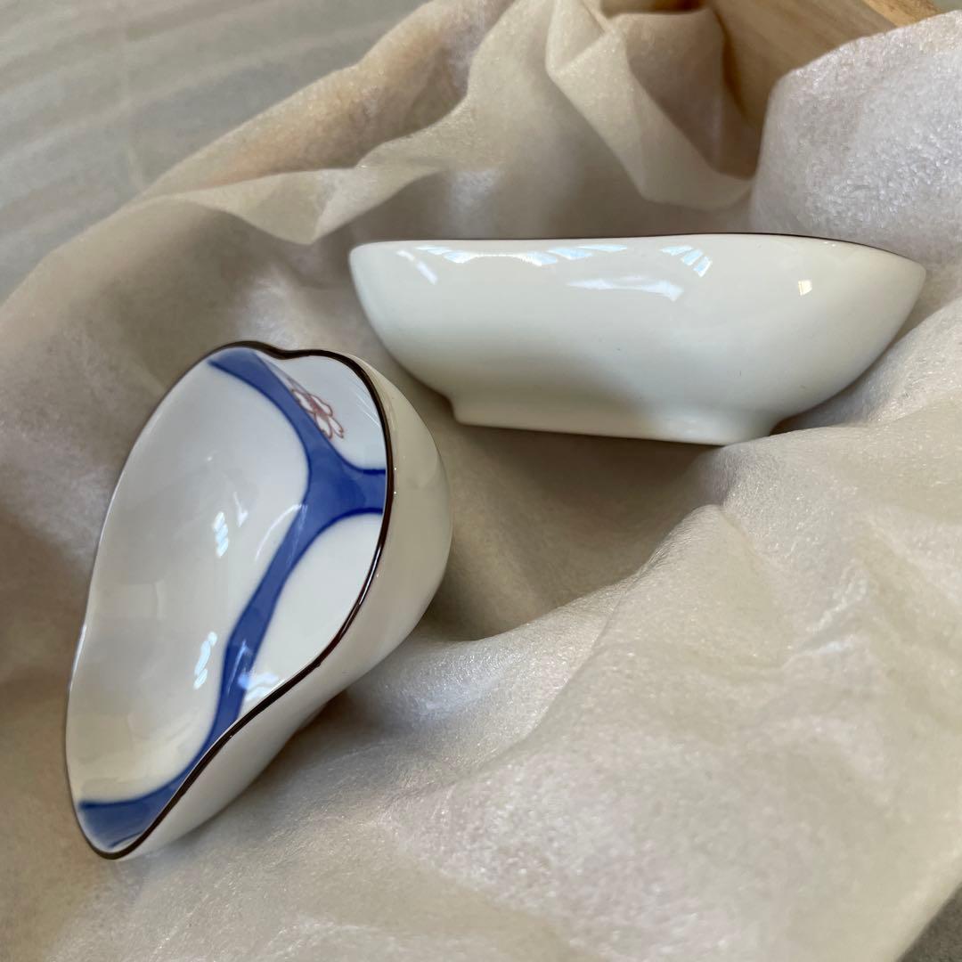 お値下【新品】深川製磁　百年庵　流水桜　松型千代口　猪口　豆鉢　醤油皿　2客