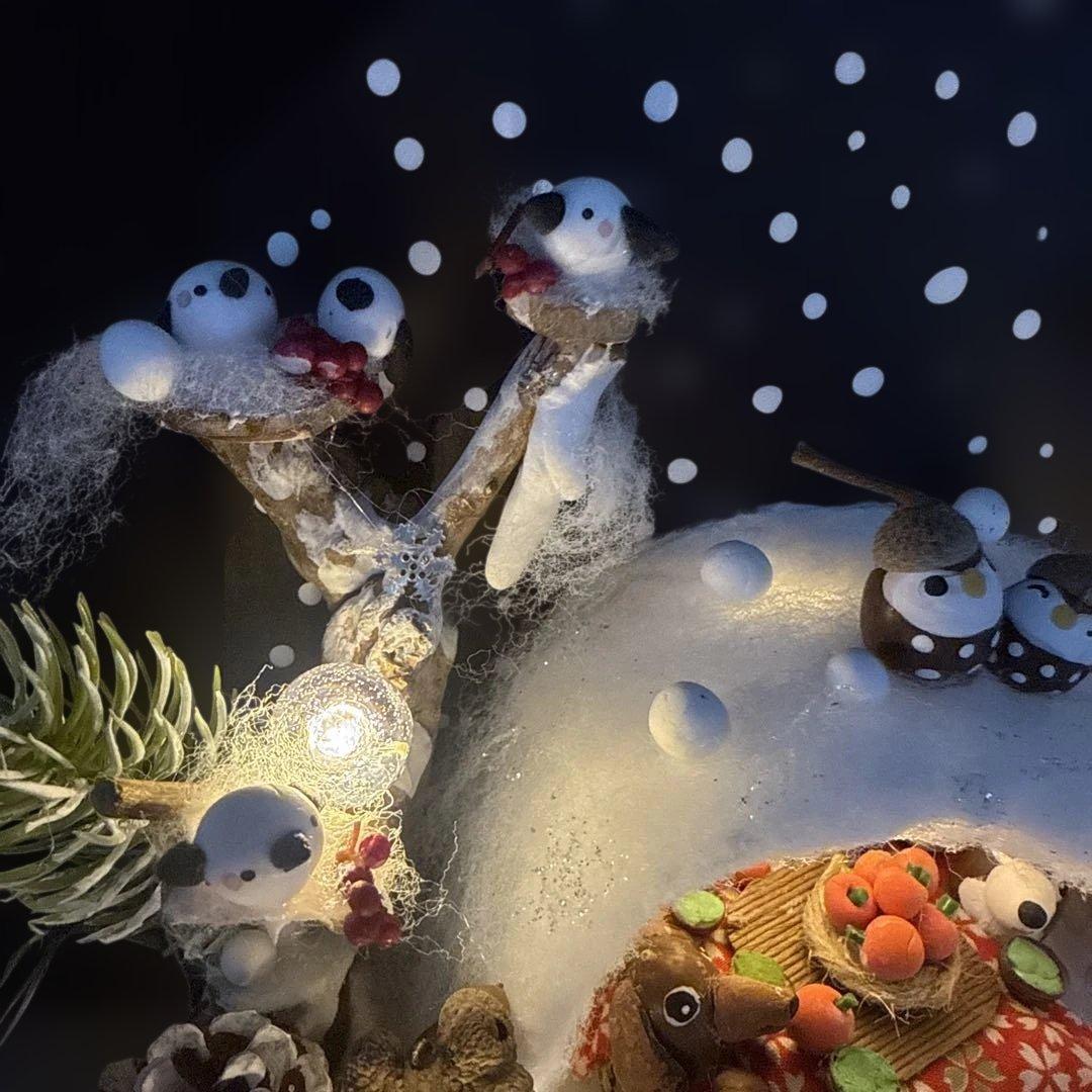 どんぐりアート♡節分オブジェライト＆かまくらオブジェライトダックス柴犬添え♡