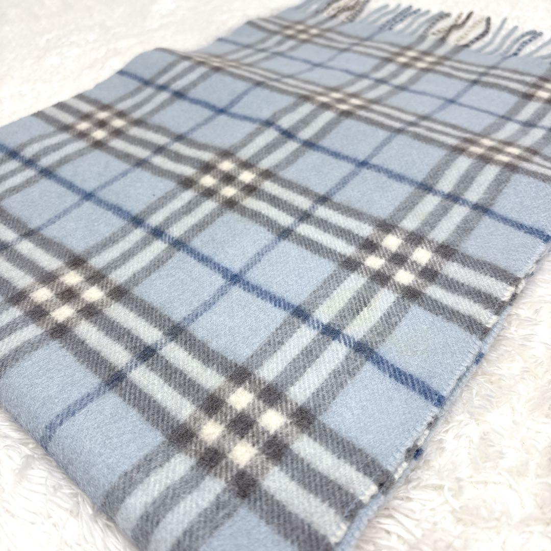 希少✨Burberry ノバチェック カシミヤ100% ブルーカラー　マフラー