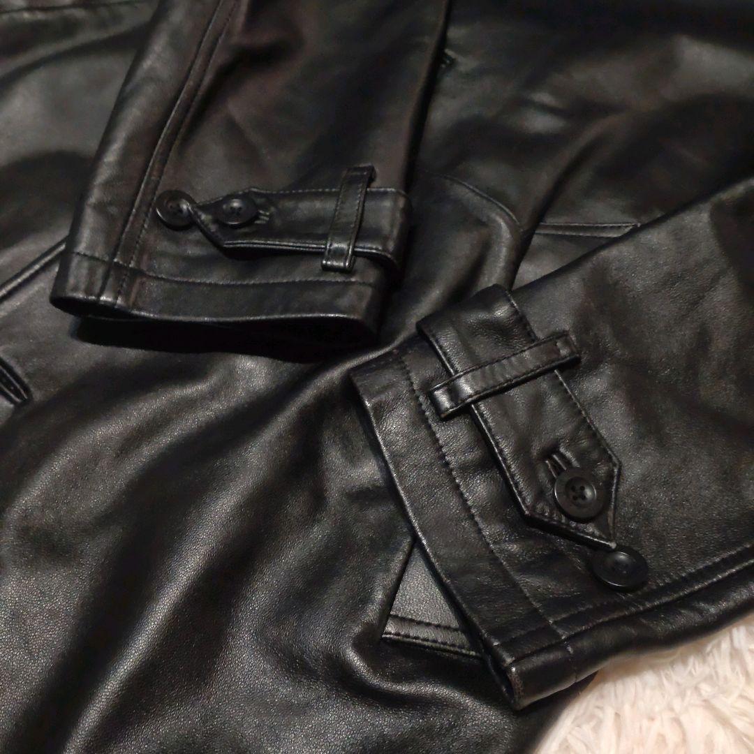 ✨美品【バーバリーブラックレーベル】ラムレザー/トレンチコート/ロング/ブラック