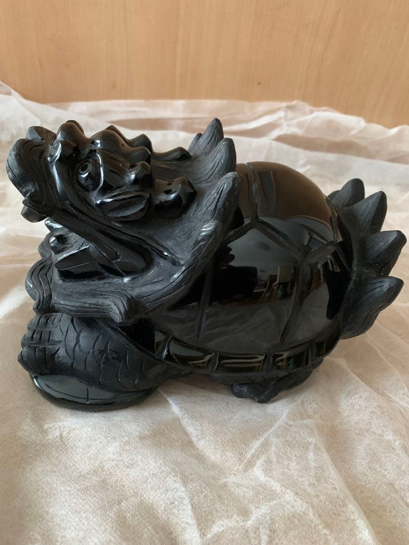 【特大】龍亀（ロングイ）　重量3.2kg 黒曜石（オブシディアン）