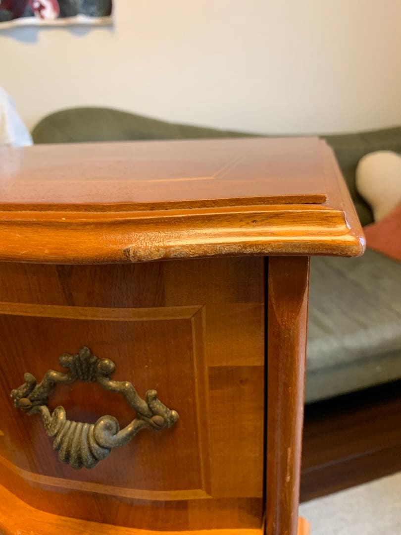 アンティーク家具　象嵌 3段チェスト　猫脚