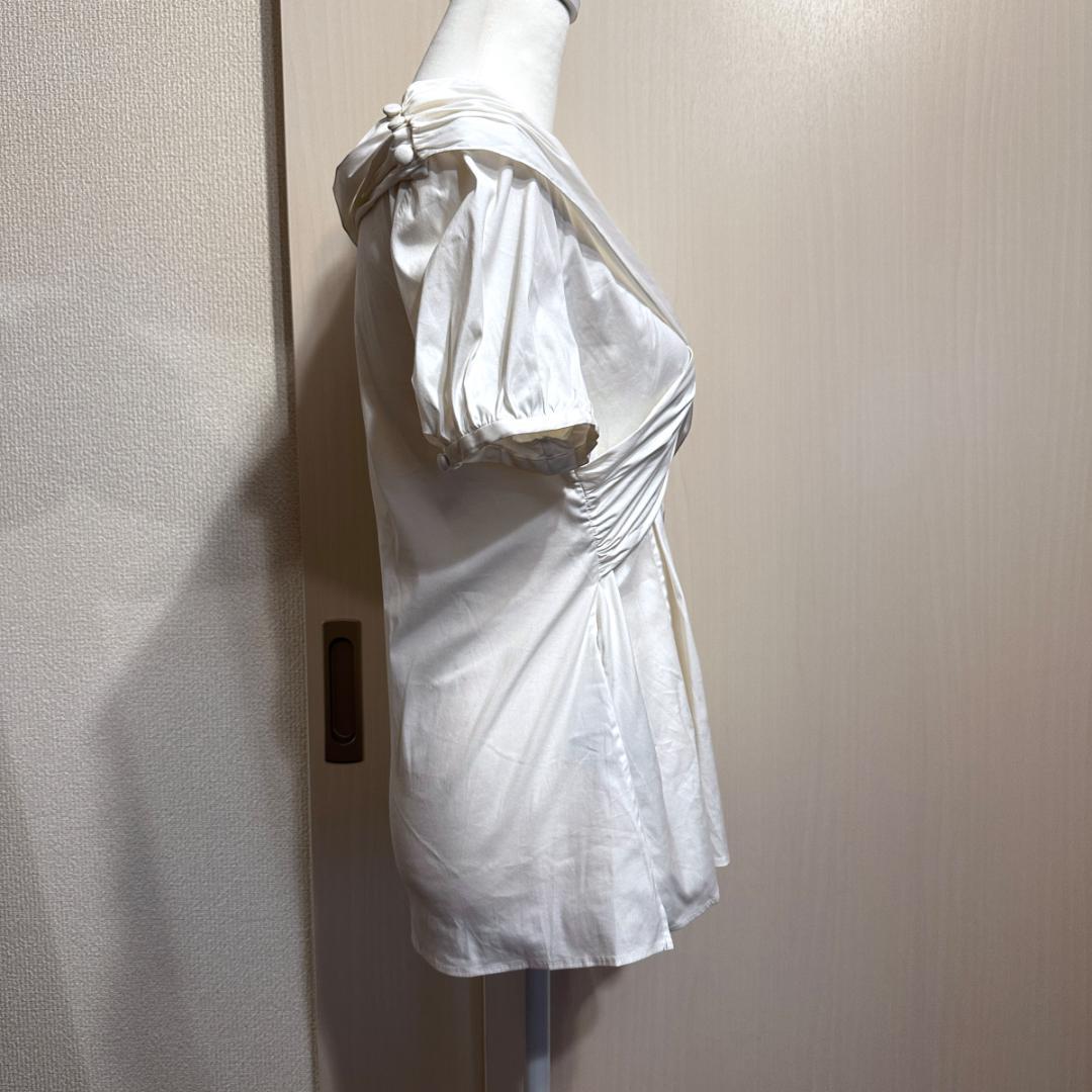 PRADA　半袖シャツ　白　ウエストリボン付き　サイズ46　ak542