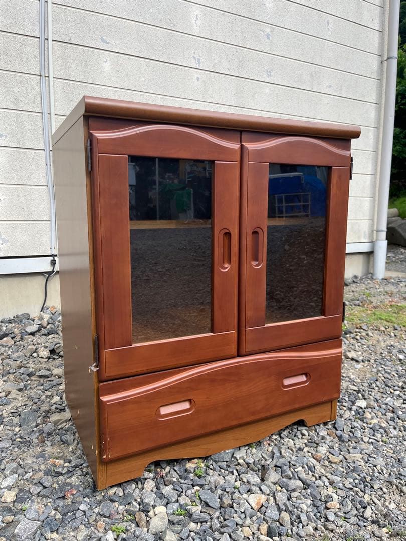 中古 木製キャビネット キッチンボード 木製チェスト 昭和レトロ
