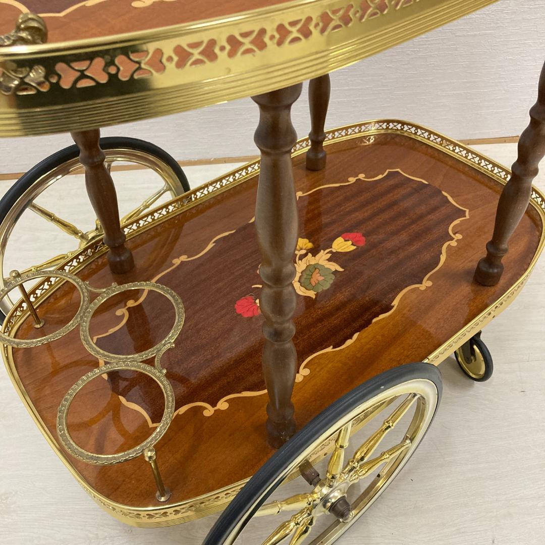 イタリア　クラシック　ワゴン　キッチンワゴン　象嵌