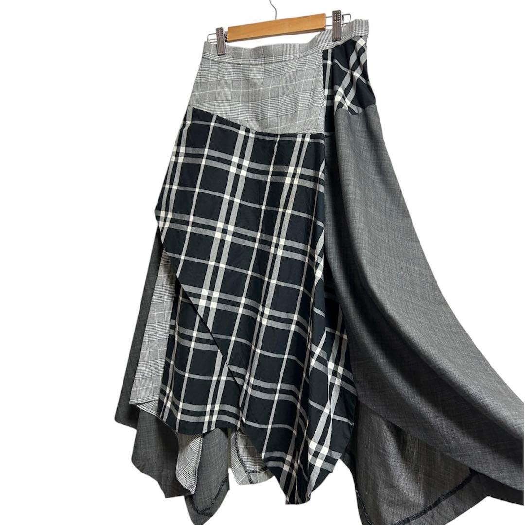 エンフォルドENFORD変形パッチワークチェックスカート　38