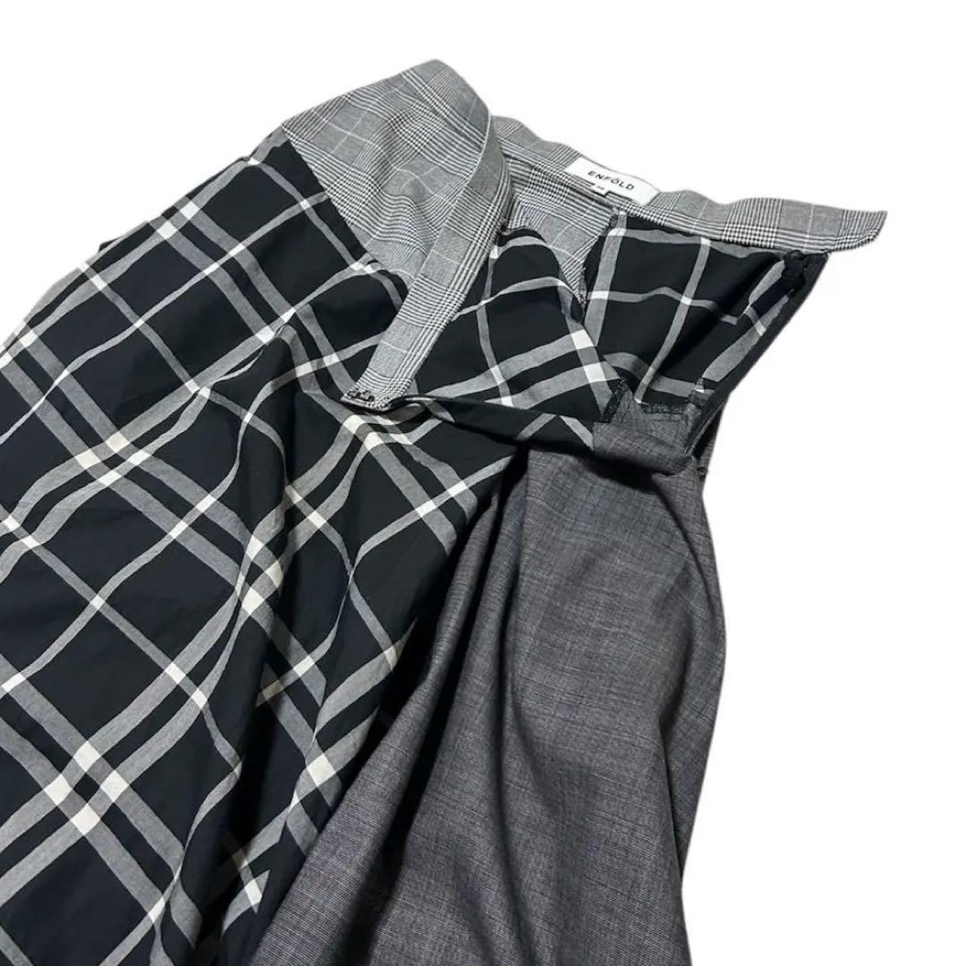 エンフォルドENFORD変形パッチワークチェックスカート　38