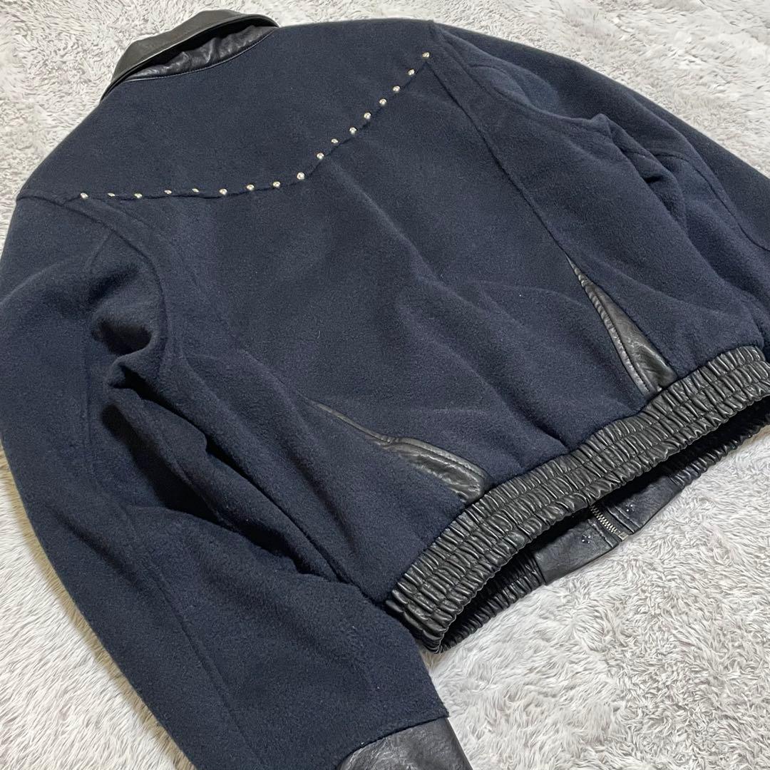 ヨーロ　ポイントレザージャケット　スタッズ　キルティング　短丈　レザーカラー　M