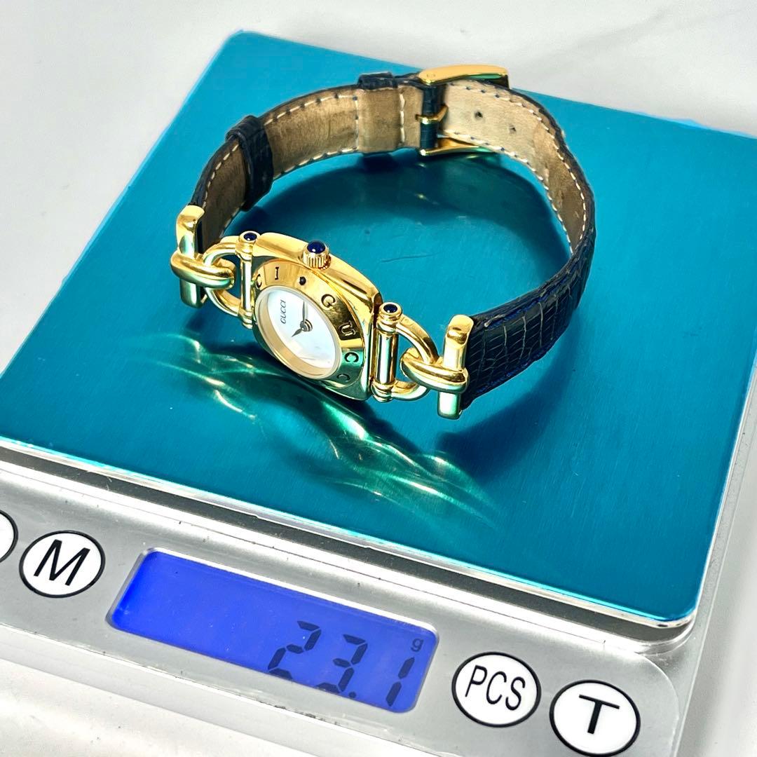 【稼働品】グッチ 6300 L クォーツ 腕時計 ホースビット ゴールド ロゴ
