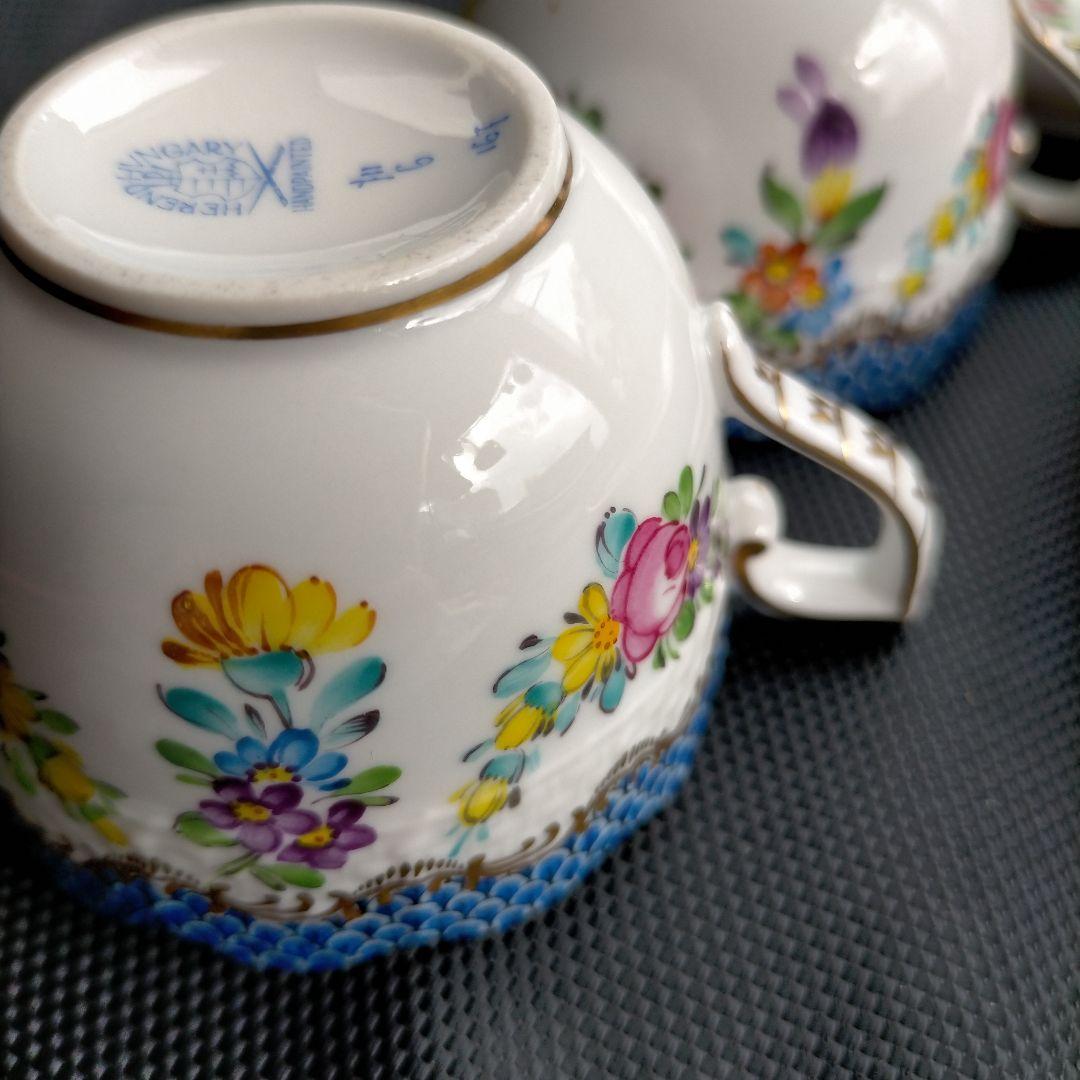 HEREND リヒテンシュタインブーケ ブルースケール カップ＆ソーサー ペア